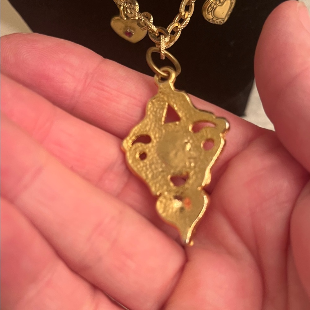 Sold-In show-Gold and Red Heart Pendant Necklace - Picture 7 of 10